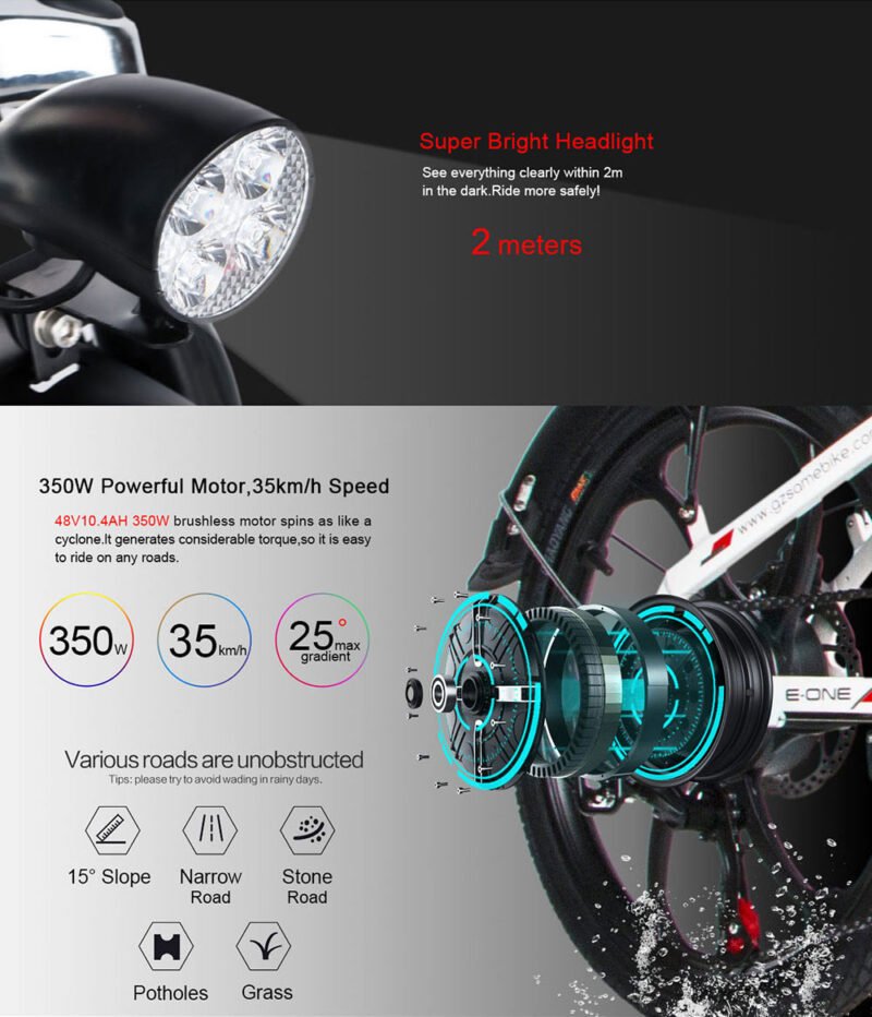 Foldable Electric Bike – 20″ Urban Explorer | 48V 350W Motor | 35KM/H Speed | Portable Folding - Image 10