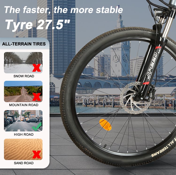 27.5″ Front Shock Absorber Electric Road Bike | 36V 250W | 30–50 KM Range | 7-Speed - Image 11