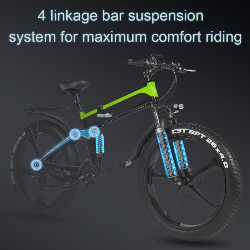 26″ Fat-Tire Suspension E-Bike – 48 V 1000 W Hub • 12.8 Ah LG Battery • 70–90 KM Range - Image 9