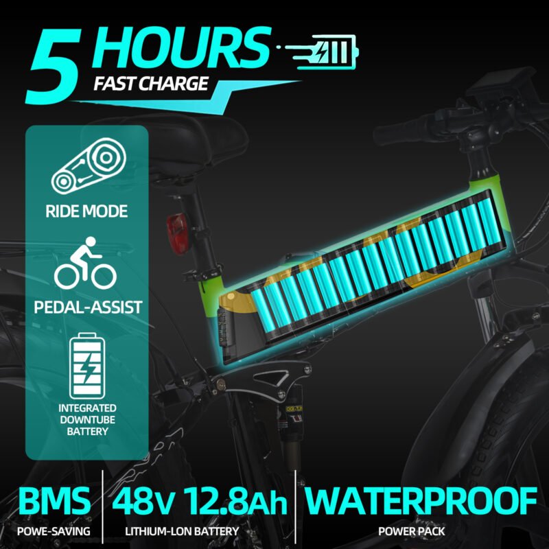 26″ Fat-Tire Suspension E-Bike – 48 V 1000 W Hub • 12.8 Ah LG Battery • 70–90 KM Range - Image 7