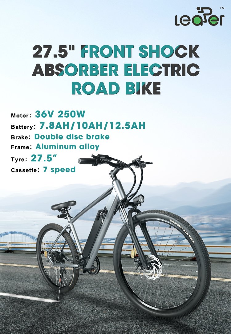 27.5″ Front Shock Absorber Electric Road Bike | 36V 250W | 30–50 KM Range | 7-Speed - Image 5